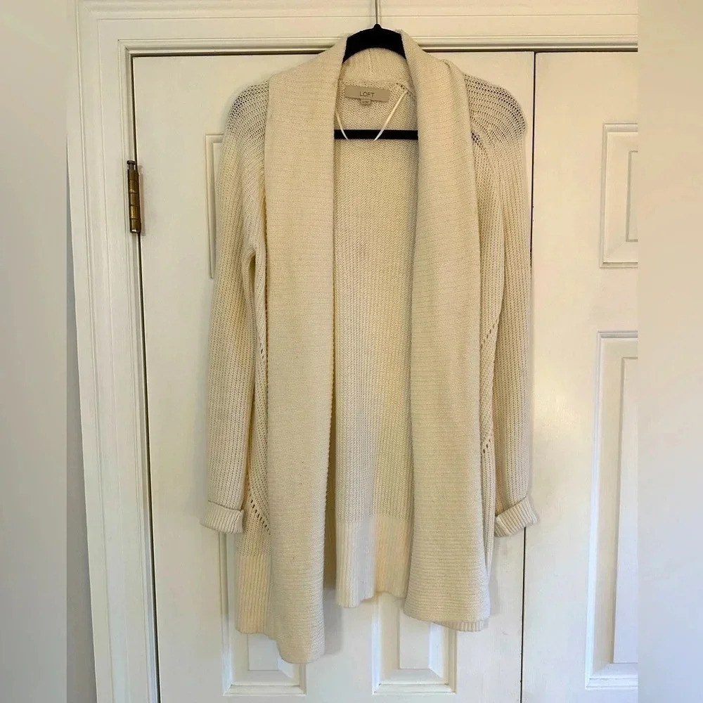 Loft long cardigan sweater size XS minimalist, Neutral, Capsule piece